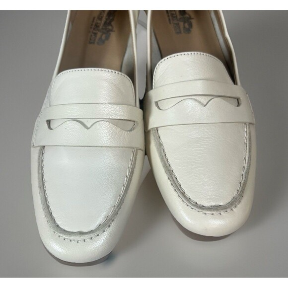 Coach And Four Dana Loafers Cream Leather Upper Slip-On Style Size 8 Italian - Picture 4 of 10